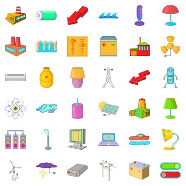 Elektrik ışık Icons set, karikatür tarzı