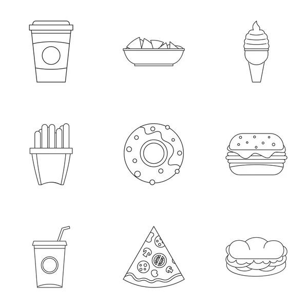 Snacks icon set, outline style — Stock Vector