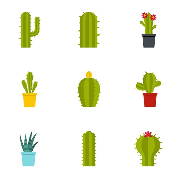 Succulent icon set, flat style — Stock Vector