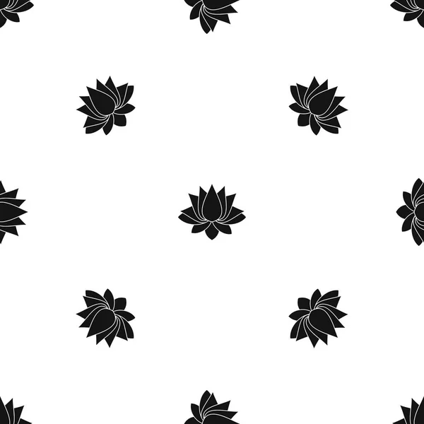 Patrón de loto negro sin costuras — Vector de stock
