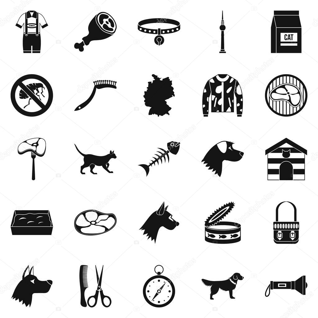 Pooch icons set, simple style