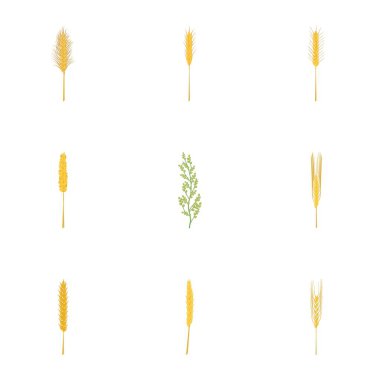 Pirinç, buğday, Mısır, çavdar, arpa Icons set, çizgi film