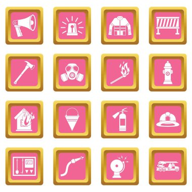 İtfaiyeci araçları simgeler pembe