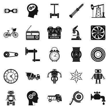 Dişli Icons set, basit tarzı