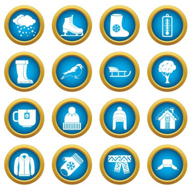 Kış simgeleri mavi daire