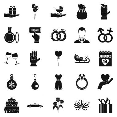 Hediye Icons set, basit tarzı