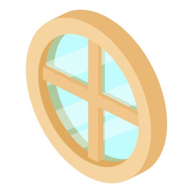 Yuvarlak pencere çerçevesi simgesi, izometrik 3d stili