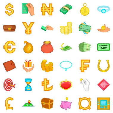 Doları Icons set, karikatür tarzı