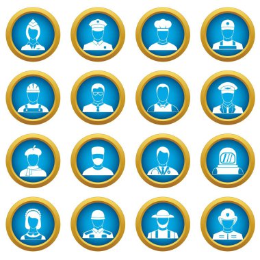 Meslekler simgeleri mavi daire seti