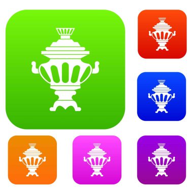 Rus çay semaver koleksiyonu ayarla