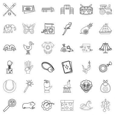 Icons set oynamak, anahat stili