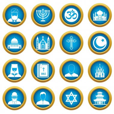 Dini sembol simgeler mavi daire seti