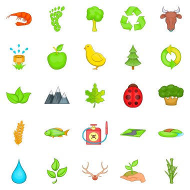 Yeşil Icons set, karikatür tarzı