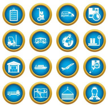 Lojistik simgeleri mavi daire seti