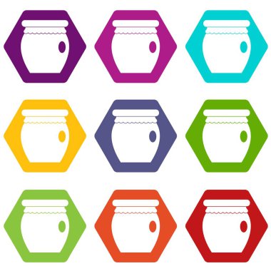 Renk altı yüzlü tatlım banka Icon set