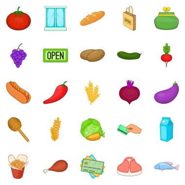 Gastronomi Dükkanı Icons set, karikatür tarzı