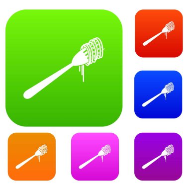 Spagetti bir çatal üzerinde koleksiyonu ayarla