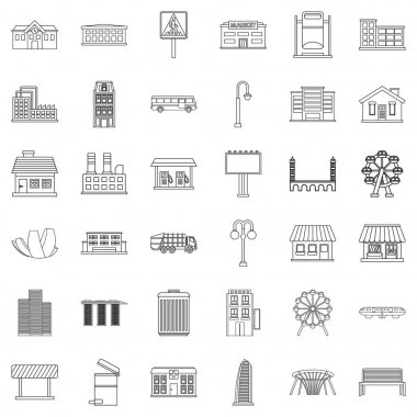 Yol işareti Icons set, anahat stili