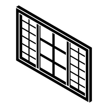 Ahşap pencere çerçevesi simgesi, basit siyah stil