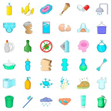 Icons set banyo, karikatür tarzı