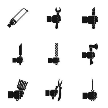 Onarım ev El aracı simge seti, basit tarzı