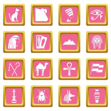 Mısır seyahat öğeler simgeler pembe