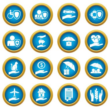 Sigorta simgeleri mavi daire seti