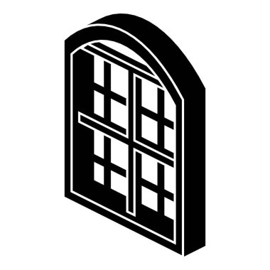 Restoran pencere çerçevesi simgesi, basit siyah stil