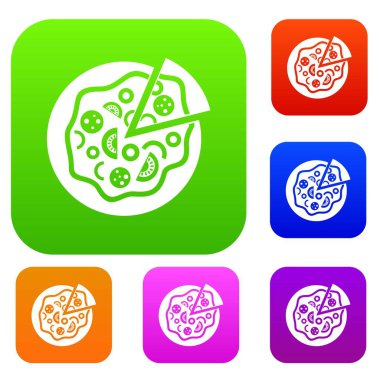 Pizza yemek koleksiyonu ayarla