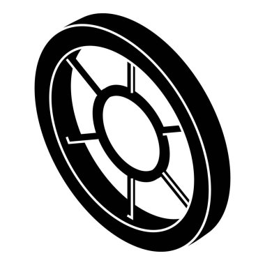 Yuvarlak pencere çerçevesi simgesi, basit siyah stil