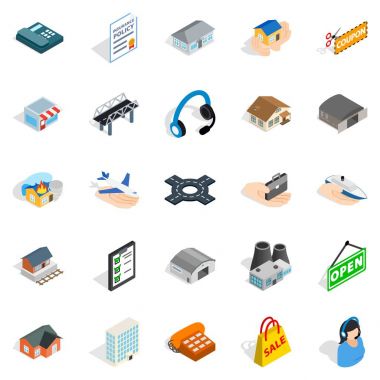 Hangar Icons set, izometrik stili