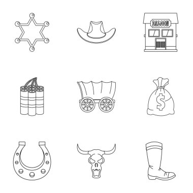 Vahşi Batı simge seti, anahat stili