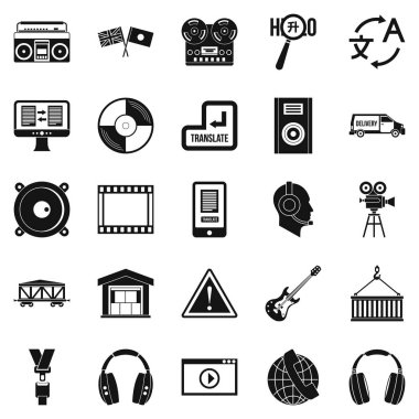 Kulaklık Icons set, basit tarzı