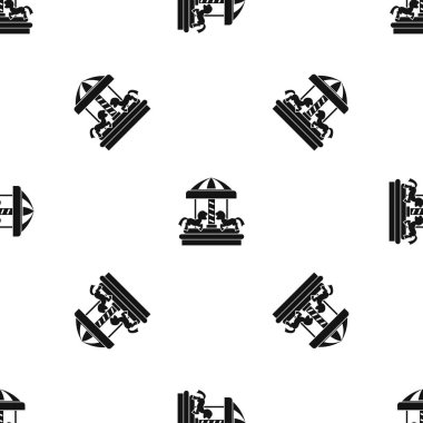 Carousel atlar desen sorunsuz siyah ile