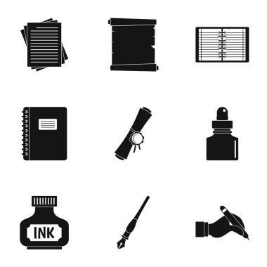 Defter, kalem simge seti, basit tarzı
