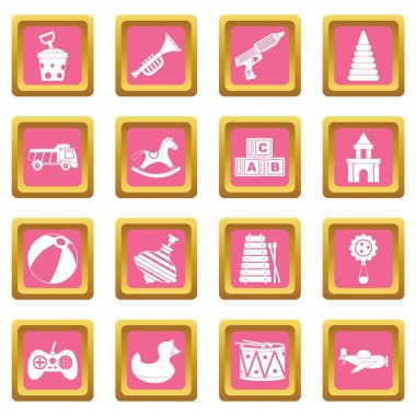 Farklı çocuklar oyuncak simgeler pembe