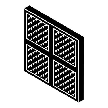 Kare pencere çerçevesi simgesi, basit siyah stil