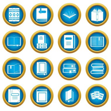 Kitap simgeleri mavi daire seti