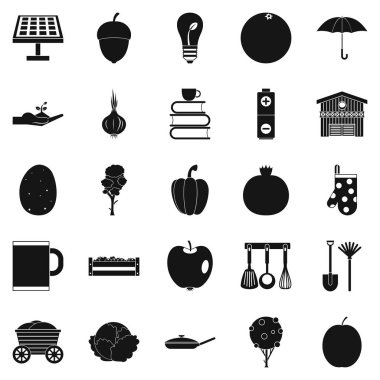 Az yağlı yemek Icons set, basit tarzı