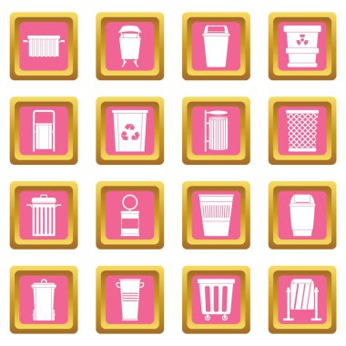 Çöp konteyner simgeler pembe