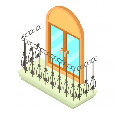 Güzel balkon simgesi, izometrik 3d stili