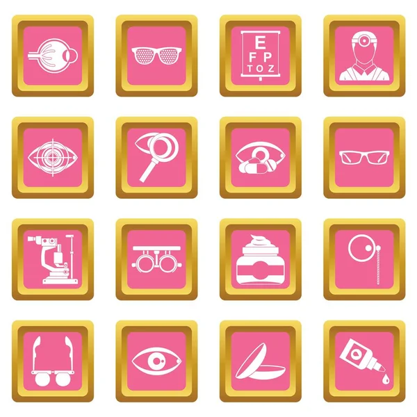 Göz doktoru araçları simgeler pembe