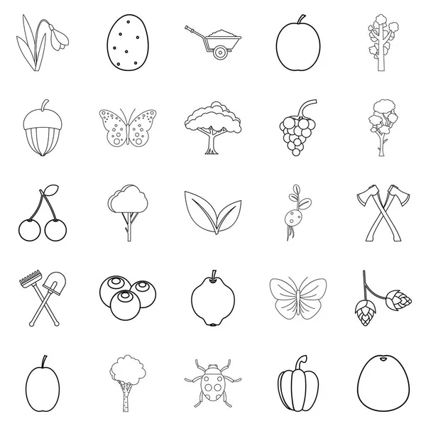 Conjunto de iconos de cultivo, estilo de esquema — Vector de stock