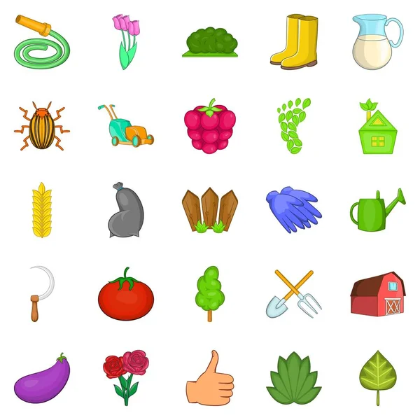 Yeşil bahçe Icons set, karikatür tarzı