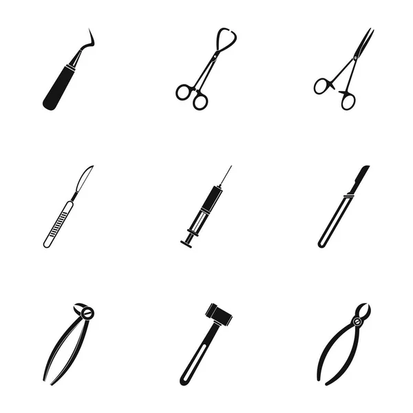 Medical surgery tools icon set, simple style — Stock Vector