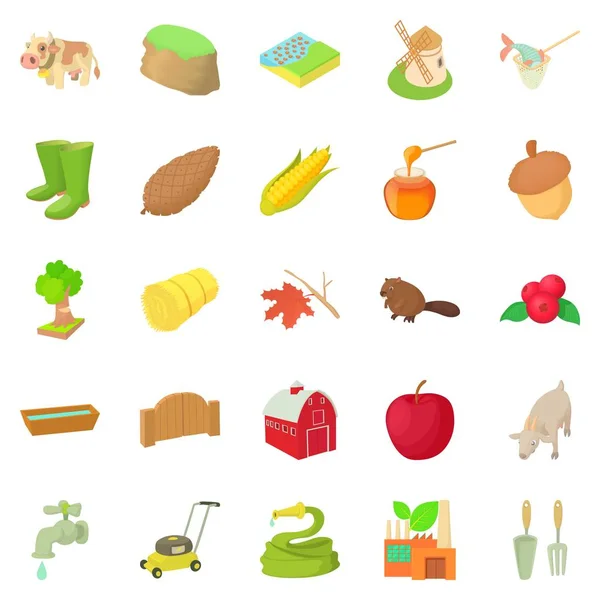 Gardening Icons Set, Cartoon-Stil — Stockvektor