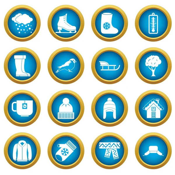 Kış simgeleri mavi daire