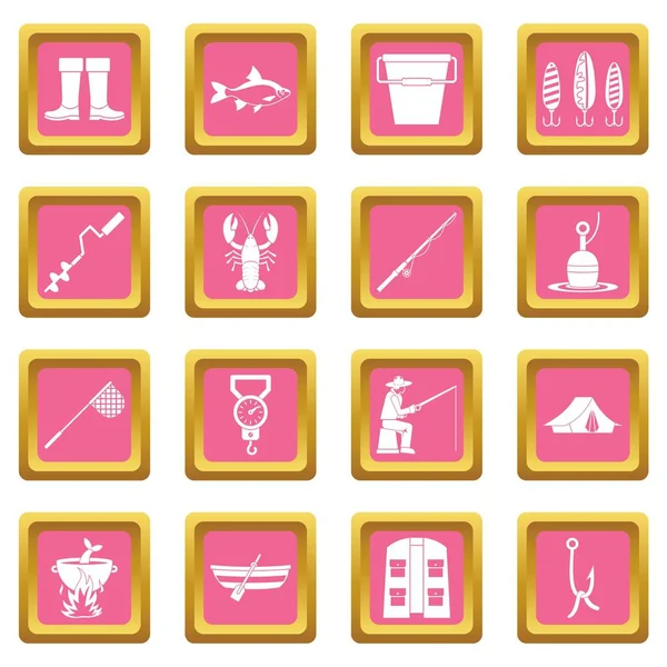 Balık tutma araçları simgeler pembe