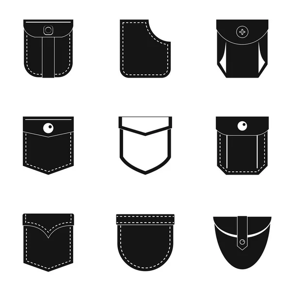 Ensemble d'icône de poche en coton, style simple — Image vectorielle