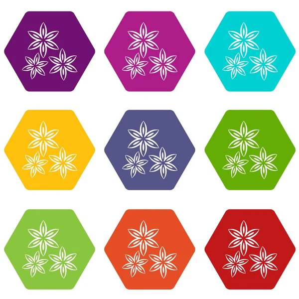 Renk altı yüzlü anasonu Icon set